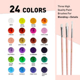 Gouache Paints Set With 3 Paint Brushes, 24 Colors, 30G, Jelly Gouache Paint Set, Non Toxic Paint For Canvas And Paper, Art Supplies For Professionals (Pink