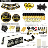169pcs Black and Gold Birthday Party Decorations for 24 Guests