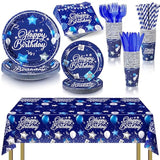 176-Piece Navy Blue Party Tableware Set with Plates, Cups, Napkins & More