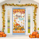 Happy Fall Y'All Door Banner, Large Autumn Thanksgiving Welcome Porch Sign, Harvest Pumpkin Sunflower Decor - 70.9 X 35.4 Inches