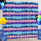 Video Game Birthday Decorations Backdrops, 2 Pack Llama Blue And Purple Tinsel Foil Fringe Curtains Photo Booth Props Streamers For Gamer Fans Party Supplies Decor
