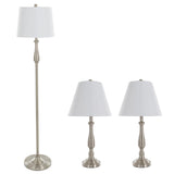 3-Piece Home Lighting Set - Coordinating Bundle with 2 Table Lamps and 1 Floor Lamp for Home and Office Decor by Lavish Home (Silver)