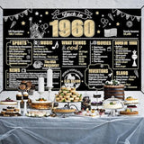 65th Birthday “Back in 1960” Banner – Black & Gold Party Backdrop Decor