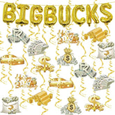 Money Party Decorations Big Bucks Balloons Gold Money Theme Hanging Swirls Dollar Bill Signs Currency Symbol Money Bag Happy Birthday Party Decorations For Adults Buchona Casino Gangster Party 31 Pcs
