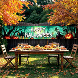 Happy Halloween Banner Large 120x20 Inch Green Yard Sign Outdoor Party Decor