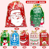 Christmas Drawstring Gift Bags 38Pcs Christmas Bags For Gifts With Drawstrings Large Drawstring Christmas Gift Bags Assorted Sizes Christmas Wrapping Bags Christmas Gift Bags With Drawstring 3 Sizes And 7 Designs