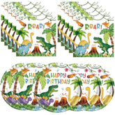 40 Pcs Dinosaur Plates And Napkins, Watercolor Dinosaur Birthday Party Supplies, Theme Party Decoration, For Boys Kids