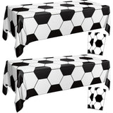 Soccer Table Cloth, 4 Pack Rectangle Soccer Pattern Party Table Covers for Children's Sports Birthday Party Decorations Picnic, 51 x 86 inch