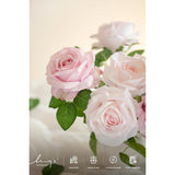 Artificial Flowers 16Pcs Blush Pink Silk Roses With Stems Real Look, 3.5" Fake Ombre Slate Pink Vendela Roses Bulk For Diy Wedding Bouquets Centerpieces Party Baby Shower Home Decoration