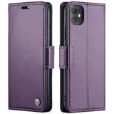 Wallet Case For Iphone 11, Premium Pu Leather Magnetic Flip Folio Case With Rfid Blocking Credit Card Slots Kickstand Shockproof Protective Phone Case Cover - Purple