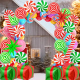 30-Piece Christmas Foil Balloon Set with Red and Green Candy Cane Swirls