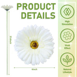 21 Pcs Artificial Gerbera Daisy Faux Gerbera Daisy With Stems Boho White Flowers White Silk Flowers Bouquet Fake Daisies For Garden Wedding Bridal Home Kitchen Party Decor