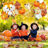 10pcs Fall Thanksgiving Balloons Acorn Fox Maple Leaf Squirrel Pumpkin Mylar Party Decor