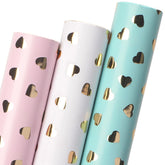 Birthday Wrapping Paper Heart Foil Mini Roll Gift Wrap For Women Girls Anniversary Mother'S Day Valentine’S Day Wedding 17 Inch X 120 Inch(10Feet) Per Roll