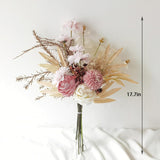 Artificial Fake Flowers Plants Silk Flower Table Arrangements Wedding Bouquets Decorations Plastic Floral Table Centerpieces For Home Kitchen Garden Party Décor (Pink Purple-A1)