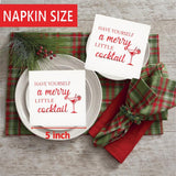 Have Yourself A Merry Little Cocktail Napkins - Christmas Holiday Napkins, Red Foil, 5 X 5 In, 50-Pack