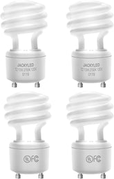 13W GU24 CFL Light Bulbs T2 Spiral 2700K Warm White 2-Prong Base Indoor Lighting 4 Pack