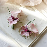 2 Pieces Corsage And Boutonniere Set, Artificial Calla Lily& Orchid Flowers Accessories Decorations For Wedding Prom Party Celebration Suit- Pink (W4-X2-Ll)