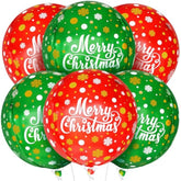 Merry Christmas Balloons - 22 Inch, Pack Of 6 | Red And Green Christmas Foil Balloons For Indoor Decorations