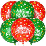 Merry Christmas Balloons - 22 Inch, Pack Of 6 | Red And Green Christmas Foil Balloons For Indoor Decorations