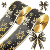 2 Rolls 40 Yards Christmas Snowflake Ribbon 2.5 Inch Christmas Black A