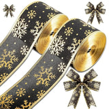 2 Rolls 40 Yards Christmas Snowflake Ribbon 2.5 Inch Christmas Black A