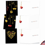 - 10 Boxed Valentine Note Cards With Envelopes - Loving, Heartfelt Assorted Greeting Cards For Valentine'S Day (4 X 5.12 Inch) - Hanging Hearts M5653Vdg-B1X10