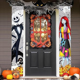 Jack & Sally Halloween Banner Spooky Porch Signs & Nightmare Decorations