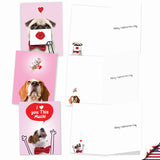 - 10 Assorted Valentine'S Day Note Cards (4 X 5.12 Inch) - Boxed Valentine Cards, Bulk Set With Envelopes - Dog Love Doodles Am9187Vdg-B1X10
