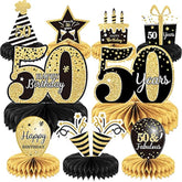 9 Pieces 50Th Birthday Decoration 50 Th Birthday Centerpieces For Tables Decorations Cheers To 50 Years Honeycomb Table Topper For Men And Women Fifty Years Party Decor Supplies