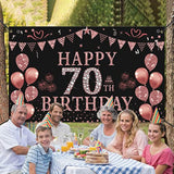 70Th Birthday Decorations - Rose Gold 70Th Birthday Banner & Backdrop (5.9 X 3.6 Ft) Party Supplies