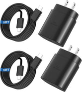 2 Pack 25W USB C Super Fast Charger with 10FT Type C Cable for Samsung Galaxy S26 S25 S24 S23 S22