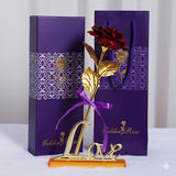 Rose Gift Box With Golden Love Stand – Romantic Artificial Flower Arrangement With Carry Bag For Valentine’S Day, Anniversary, Birthday & Special Occasions (Red)