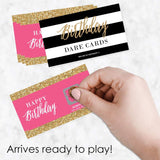 Big Dot of Happiness Chic Happy Birthday - Pink, Black and Gold - Birthday Party Game Scratch Off Dare Cards - 22 Count