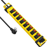 Heavy Duty Power Strip Surge Protector 8 Outlets 6FT Extension Cord Individual Switch Yellow