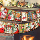 Victorian-Style Christmas Bunting, 15pcs Multicolor Cardstock