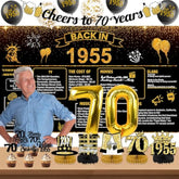 70th Birthday Decorations Vintage 1955 Backdrop for Men’s Celebration