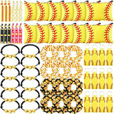 60 Pcs Softball Gifts For Team Girls Softball Party Favors Include Cosmetic Bag, Keychains, Hair Scrunchies, Hair Ties, Bracelets For Sport Theme Birthday Party Supplies