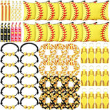 60 Pcs Softball Gifts For Team Girls Softball Party Favors Include Cosmetic Bag, Keychains, Hair Scrunchies, Hair Ties, Bracelets For Sport Theme Birthday Party Supplies
