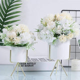 Artificial Flowers, 6 Packs White Fake Peony Silk Hydrangea Bouquet Decor Plastic Carnations Daisy Realistic Flower Home Office Party Decor Arrangements Wedding Decoration Table Centerpieces