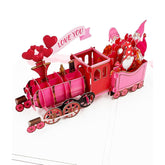 3D Pop Up Valentines Train Card, 3D Valentine'S Day Gift Cards, Valentines Day Gifts