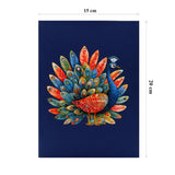 3D Pop Up Greeting Card – Elegant Peacock With Colorful Feathers & Flowers – Unique Card For Birthday, Anniversary, Wedding & Special Occasions, A55
