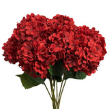 8 Pcs Large Hydrangea Artificial Flowers 27.5 Inches Realistic Single Long Stem Full Faux Silk Hydrangea Bouquets Flowers Arrangements Home Decor Diy Wedding Centerpieces(Red)