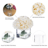 18 Pieces Rose Artificial Flowers In Vase, Artificial Flowers Arrangements In Vase With Faux Water For Dining Table Decoration, Home Decor Indoor(Cream)