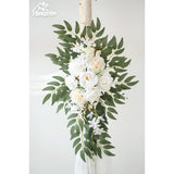 Artificial Flowers Wedding Arch Decor Arch Flowers (Set Of 2) For Wedding Welcome Sign And Backdrop Decoration (New White)