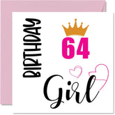 64Th Birthday Card For Women - Birthday Girl - Happy Birthday Cards For 64 Year Old Woman Grandma Nanny Step Mom Aunt Sister, 5.7 X 5.7 Inch Sixty-Four Sixty-Fourth Bday Greeting Cards Gift