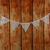 White Floral Lace Pennant Banner, Fabric Triangle Lace Bunting Flag Garland - 10.8 Feet