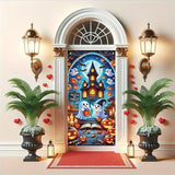 Halloween Banner 71x35 Inch Cute Ghost Pumpkin Trick or Treat Haunted Backdrop