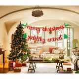 Red Glittery Merry Christmas Banner, Merry Christmas Ya Filthy Animal Banner, Christmas Party Holiday, Ugly Sweater Christmas Party Decorations, Christmas Dinner, Mantle Home Decor,Xmas Sign Decor