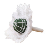 Bride Bouquet Holder, Diy Wedding Foam Bouquet Handle, Home Exquisite Supplies With Lace Trim, Fresh Artificial Flower Holder Decoration(White)
